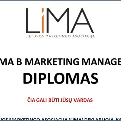 Pirmoji marketingo vadovų grupė LiMA B Marketing Manager sertifikavimui. Pristatymas