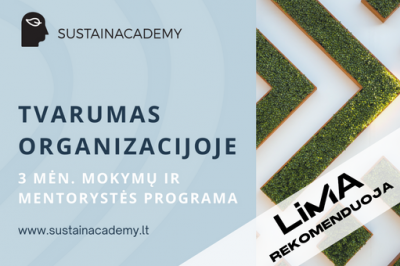 [LiMA REKOMENDUOJA] Sustain Academy 3 mėn. tvarumo mokymų ir mentorystės programa verslui
